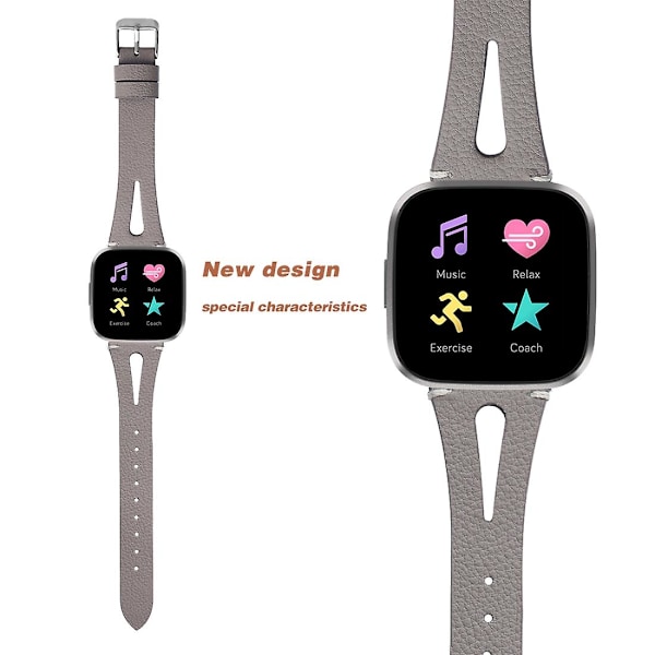 Grå Grå kompatibel med Fitbit Versa 2 reim kompatibel med Fitbit Versa 2