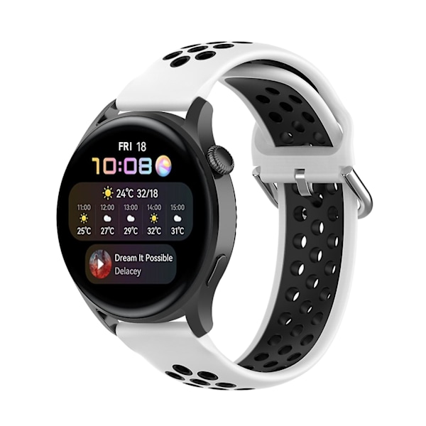 Hvid Sort Hvid Sort kompatibel med Huawei Watch 3 / 3 Pro silikone urrem