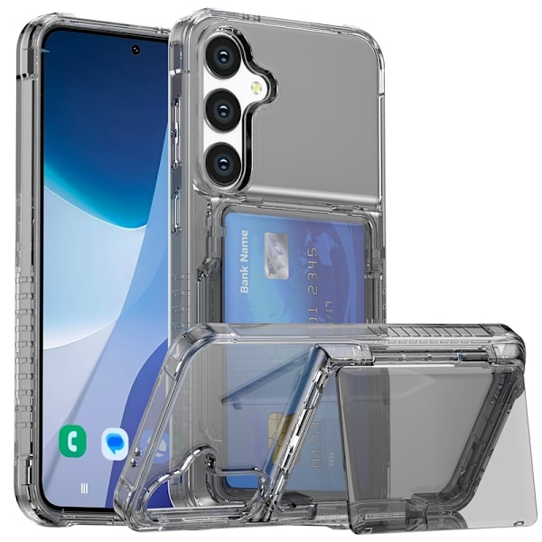 Etui til iPhone 14 Plus 6.7 Transparent Sort Transparent Wallet med Kortholder Flip Øl