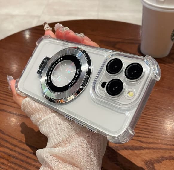 Etui til iPhone 16 E/SE Galvanisert Magnetisk Stativ Klart