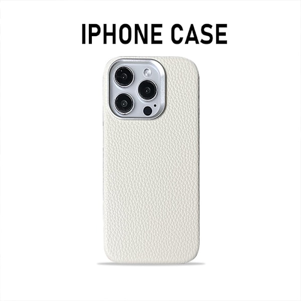 Etui til iPhone 14 Pro Hvidt Magnetisk Full-Body læder Pebbled