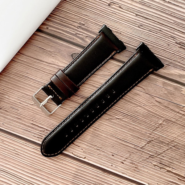 Musta Musta yhteensopiva Oppo Watch 46mm Crazy Horse -kuvioinen ranneke