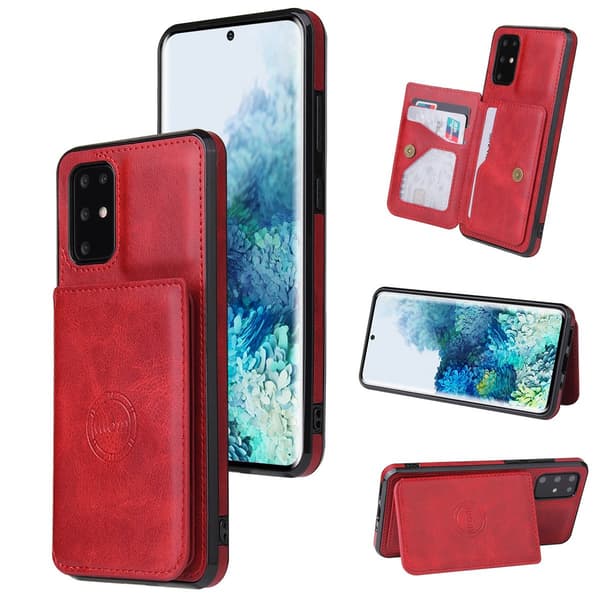 Punainen iPhone 16 Pro -lompakkokotelo, jossa korttipidike ja magneettikiinnitys