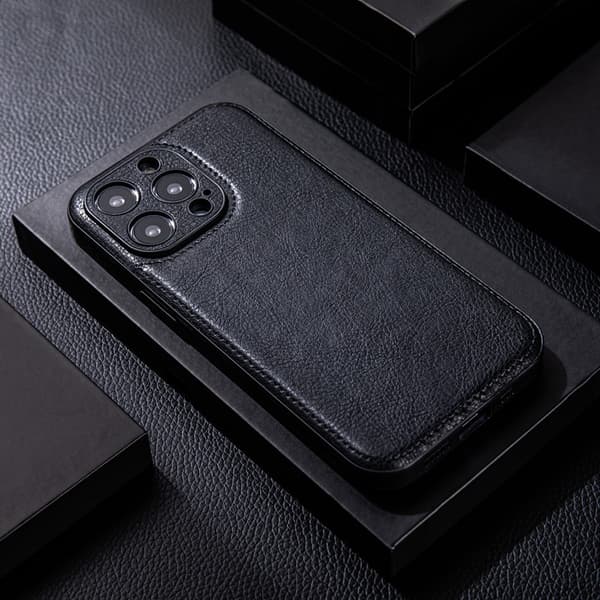 Fodral för iPhone 15 Pro max Linsdetalj Lädertextur Noz26777