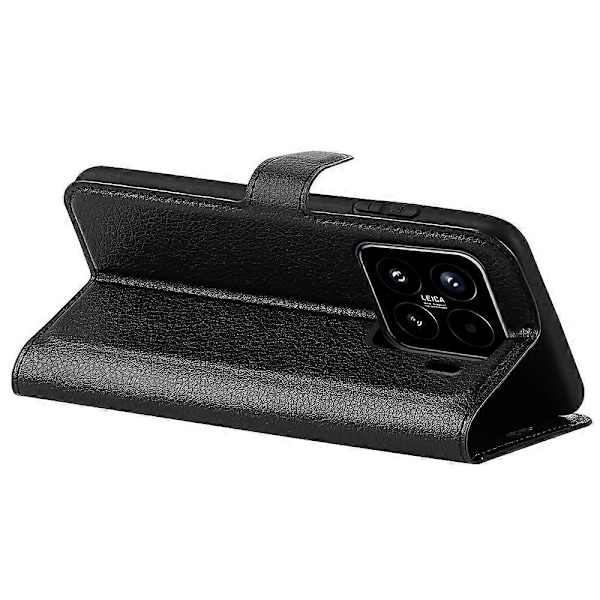 För Xiaomi 15 Fodral Litchi Textur Stötsäkert Läder Plånboks Telefonfodral Black