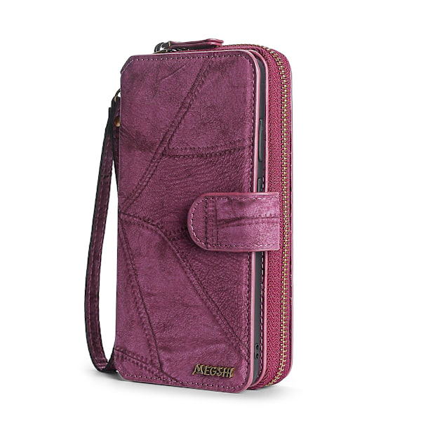 Etui til iPhone 16Promax Vinrød Flip Wallet med Kortholder