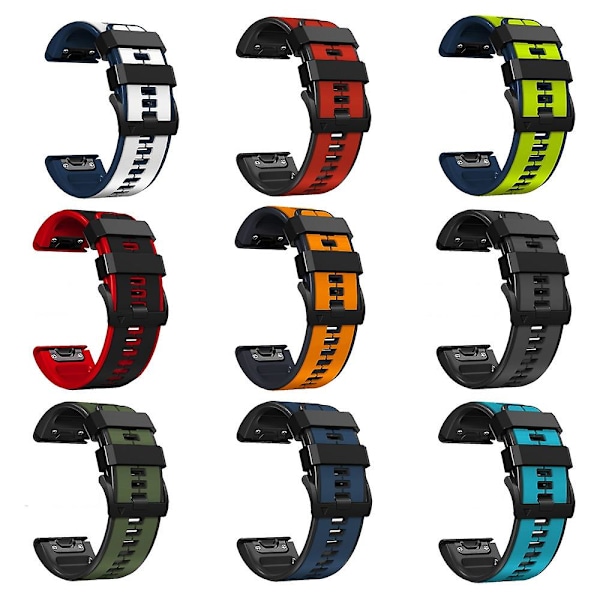 Himmelblå Svart Himmelblå Svart Silikon Sportsreim kompatibel med Garmin Fenix 7