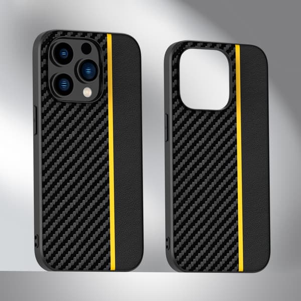 Etui til iPhone 14 Plus Gul Kulfiber Kevlar ultratyndt
