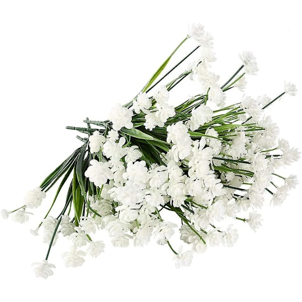 Kunstige blomster, 8 bunter utendørs UV-bestandige falske planter White