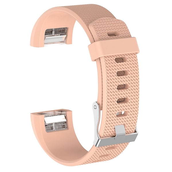 Khaki Khaki kompatibel med Fitbit Charge 2 Vanlig tekstur silikon klokkereim med spenne, Størrelse: s(hvit) S