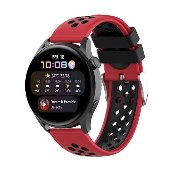 Rød Sort Rød Sort kompatibel med Huawei Watch 3 / 3 Pro silikone urrem