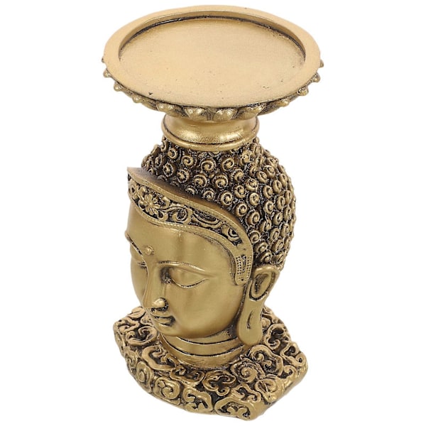 Buddhahuvud Ljusstake i Resin Skrivbordsaltare Staty Dekor