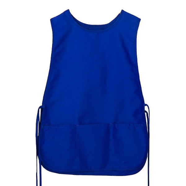 Nytt skomakarförkläde Arbetssmockaförkläde 2 framfickor Smutsavvisande ärmlös rengöringskock Män Kvinnor Blue