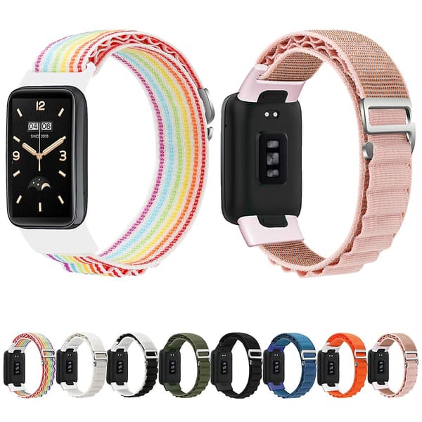 Sort Sort Nylon Urrem kompatibel med Xiaomi Mi Band 7 Pro