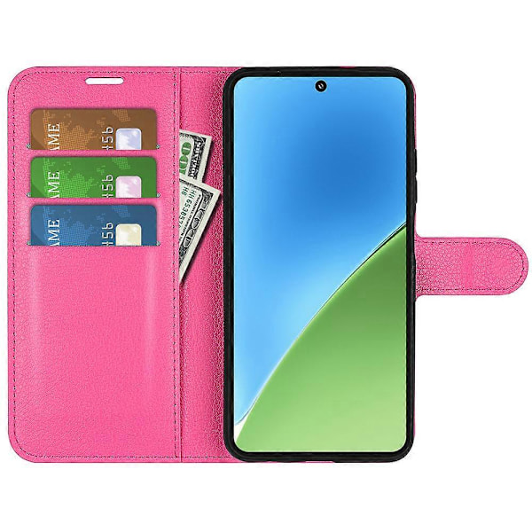 För Xiaomi 15 Fodral Litchi Textur Stötsäkert Läder Plånboks Telefonfodral Rose