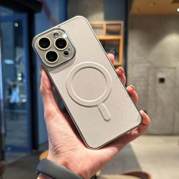 Fodral för iPhone 14pro Högkvalitativt grått Ultratunt Läder Magnetiska dammtäta skyddsglasögon