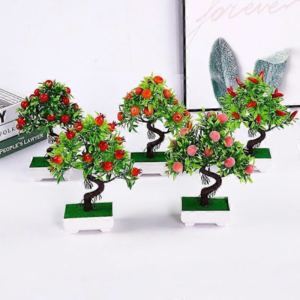 1 stk. Kunstig Blomst Frukt Tre Miniatyrlandskap Restaurant Hjem Bord Bonsai Dekor 2