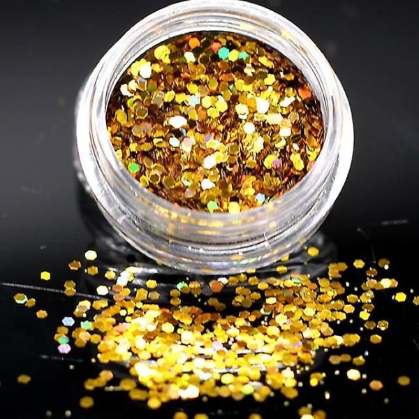 3gm holografiska paljetter Glitter - Shiny Eye Skin Highlighter Face Make Gold