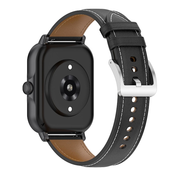 Svart Svart 20mm Äkta Läder Klockarmband