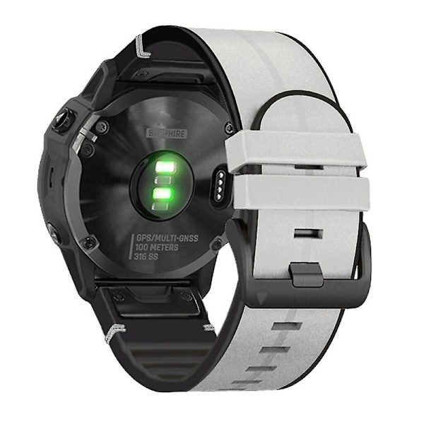 Ljusgrå Ljusgrå kompatibel med Garmin Fenix 6x Silikon + Läder Armbandsur