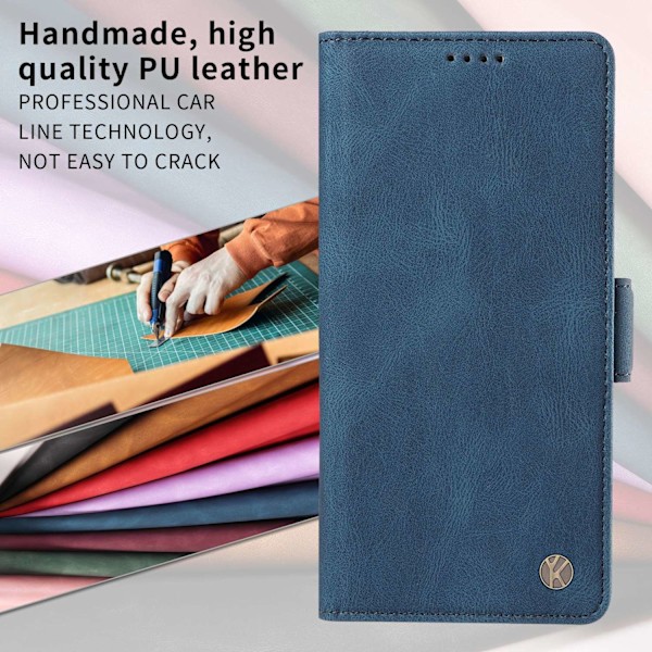 Etui til iPhone 14 Pro, blå Soft-Touch Side Buckle Frosted Wallet med kortholder Flip