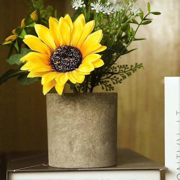 3 stk. Solsikke Dekor Kunstige Potteplanter Gule Falske Blomster i Potter, Kunstig Solsikke for Baderom Hjem Kjøkken Rustikk Bord Midtstykke Hylle