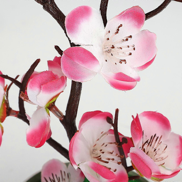 Simulerede potteplanter, falske blomster, bonsai, simulerede vintersødgrene, bonsai, simulerede blommeblomster, kunstige blomster pink