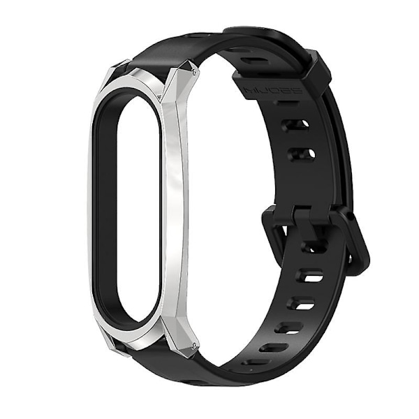 Sort Sølv Sort Sølv kompatibel med Xiaomi Mi Band 6/5/4/3 Silikonerem GT Etui