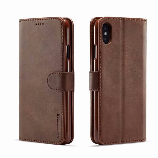 Etui til iPhone 15 Plus brun Wallet med kortholder Flip Kalveskind