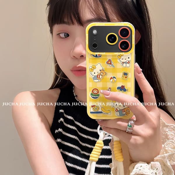 Fodral för iPhone 17 Feeling Niche Plaid Hello Design Noz24660