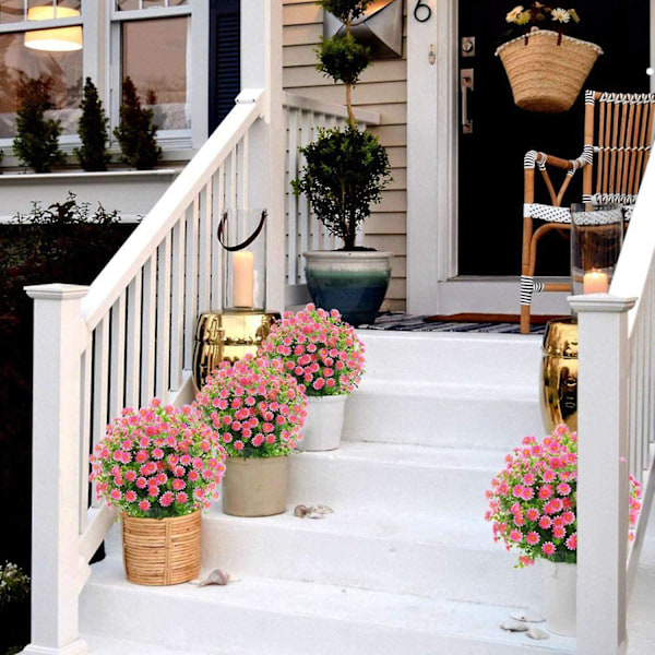 5 stk. Kunstig Blomst UV-bestandig 7 Gren Forår Sommer Simuleret Eucalyptus Chrysanthemum Yellow