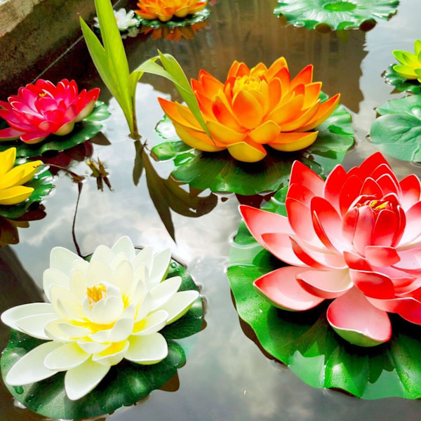 Flydende Kunstig Lotus Simulation Lotus Vandplanter Falsk Åkande til Have Dam Terrasse Dekoration Peach