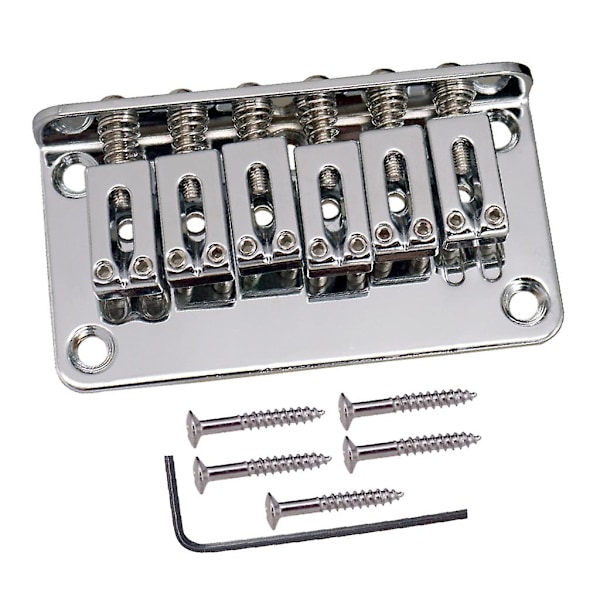 6 Strengers Gitar Rulle Saddle Bridge Tailpiece for Elektrisk Gitar Sølv