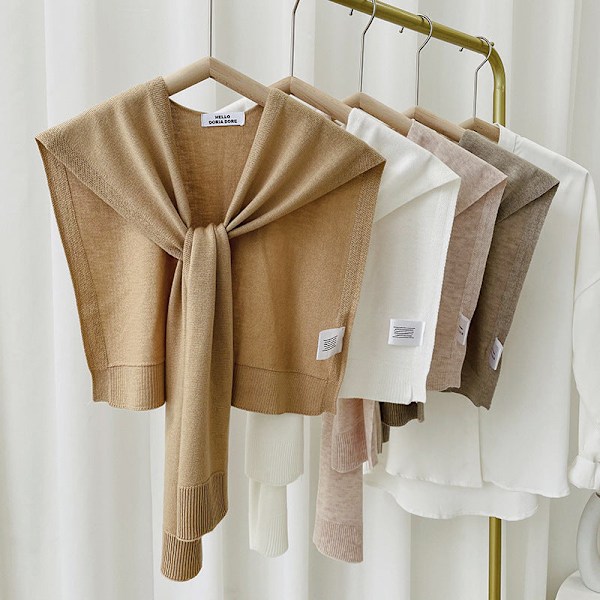 Dame falsk krage Avtakbar halv sjal Sommerjakke Solid Co coco Brown 100cm