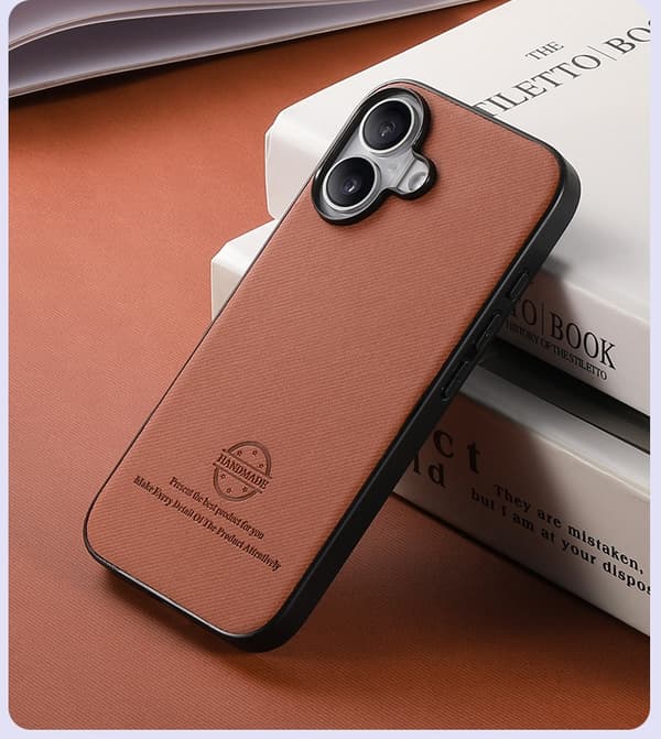 Fodral för iPhone 16 Pro Max brunt läder Högkvalitativt läder