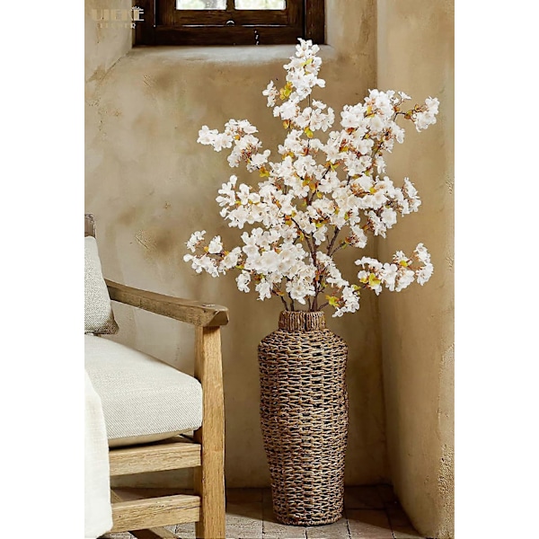 4 stk. Kunstige Kirsebærblomster, Silke Ferskenblomster Fake Planter Arrangement til DIY Have Hjem Bryllupsfest Indretning Pink White2