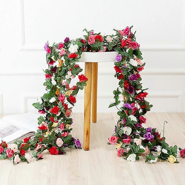 2 stk. Imitert Blomsterranke Peon DIY Bukett Falsk Silkeblomst Bryllupsfester Festival Garland for Gjerde 2