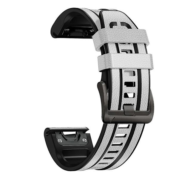Hvit Hvit Silikon Lærreim Kompatibel med Garmin Fenix 7