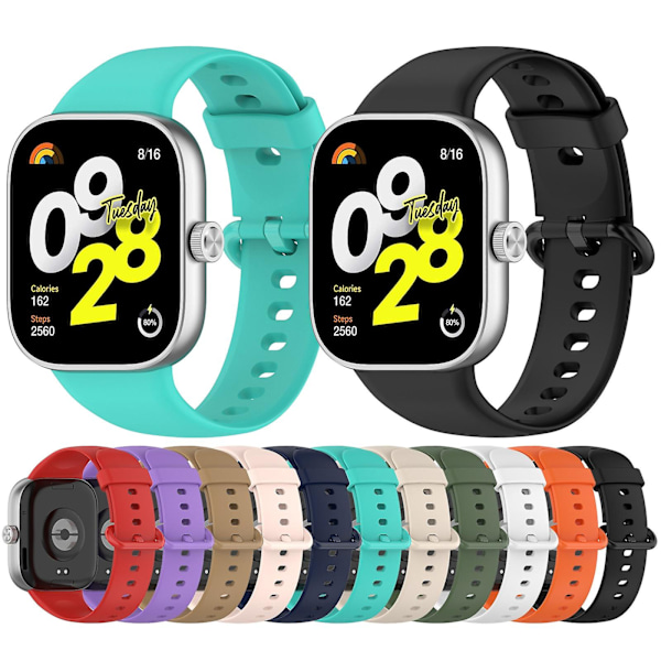 Svart Svart Färgglatt Spänne Silikonarmband kompatibelt med Redmi Watch 4