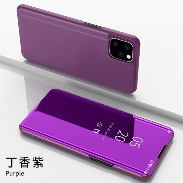 Etui til iPhone 14 Pro Max Lilla 3D spejl smart flip stand
