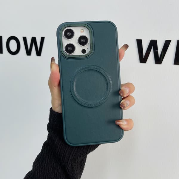 Etui til iPhone 14 Pro MAX Mørkegrøn klassisk almindeligt læder magnetisk