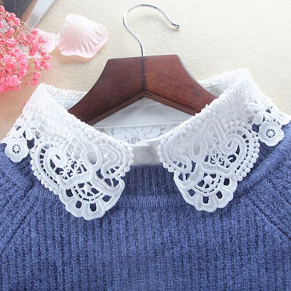 Dame falsk krage Avtakbar halv Chiffon Matchende Skjorte Fas white