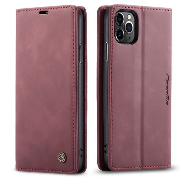 Fodral för iPhone 16 Plus röd Plånbok med Korthållare Retro Flip
