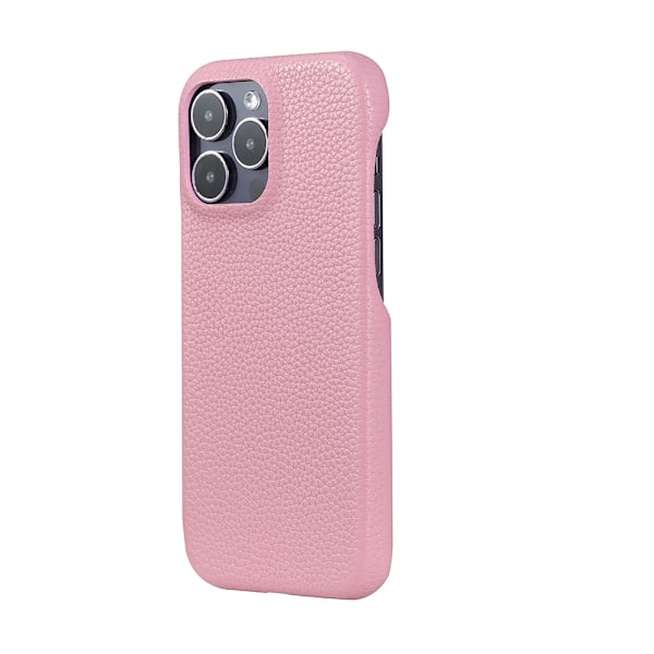 iPhone 15 -kotelo, vaaleanpunainen, karkea, sileä nahkapinta