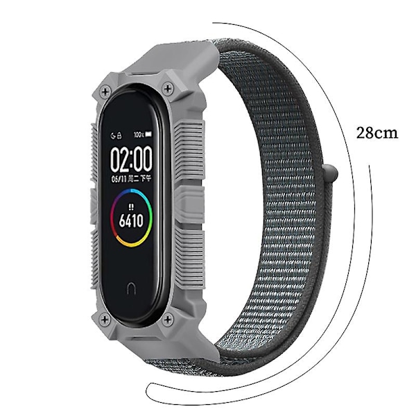 Grå Grå Nylonrem kompatibel med Xiaomi Mi Band 6 / 5 / 4 / 3