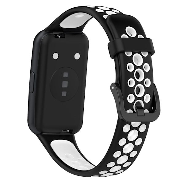 Sort Hvid Sort Hvid Åndbar Silikone Urrem kompatibel med Huawei Band 7 / 7 Nfc