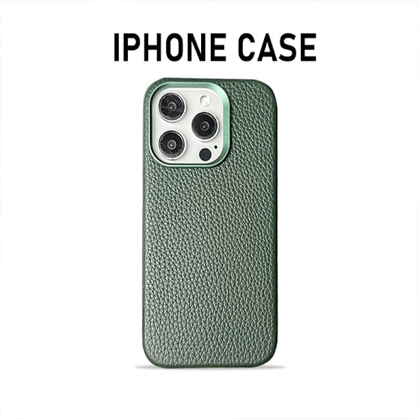 Etui til iPhone 16Pro Mørkegrøn Magnetisk Fuld-Læder Pebbled