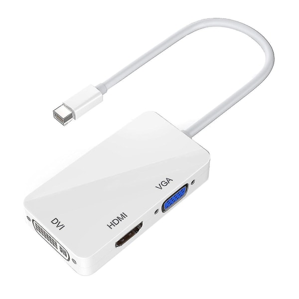 Ny adapter 4k, Mini Displayport till HDMI-kompatibel/vga/dvi-video (vit)