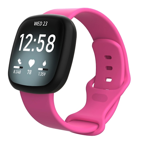 Ruusunpunainen Ruusunpunainen yhteensopiva Fitbit Versa 3 / Sense silikonirannekkeen kanssa, Koko: S Koko: S