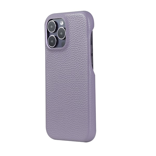Etui til iPhone 15 Plus Lilla Pebbled Almindelig lædertekstur
